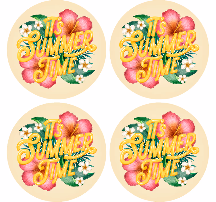 Text coasters floral summer sayings - TenStickers