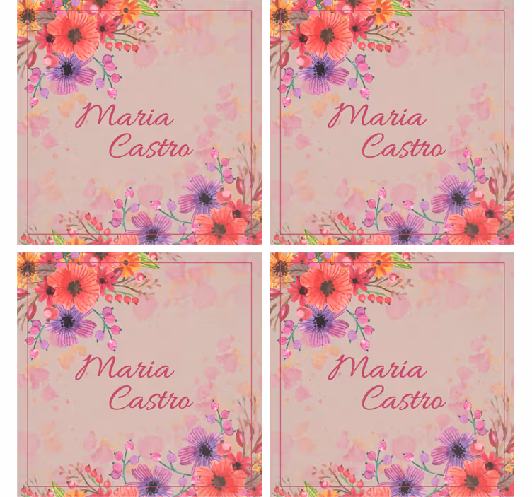 Personalisable coasters with floral designs - TenStickers