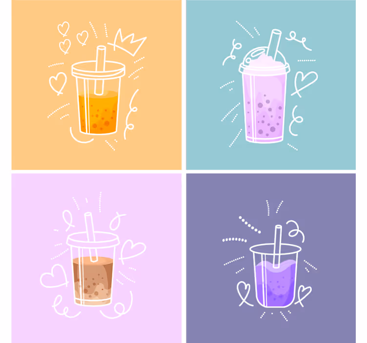 Modern coasters with vibrant drink illustrations - TenStickers