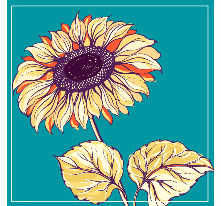 Sunflower illustration modern coaster - TenStickers