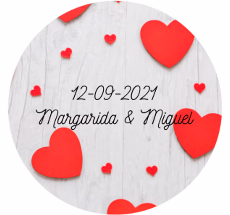 Wedding coasters with hearts & date customization - TenStickers