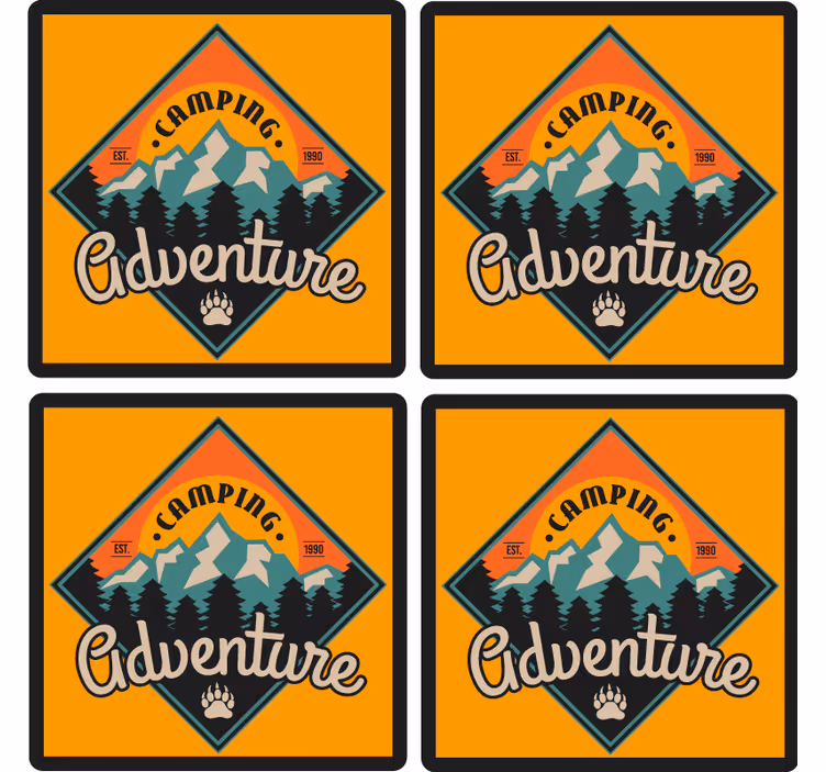 Text coasters camping adventure badge - TenStickers