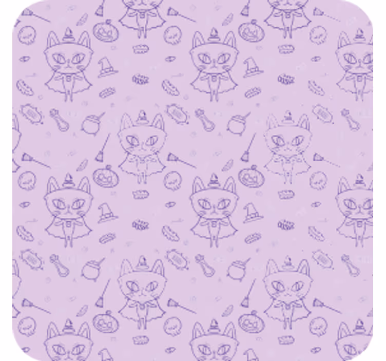 Witch cat cartoon modern coaster - TenStickers