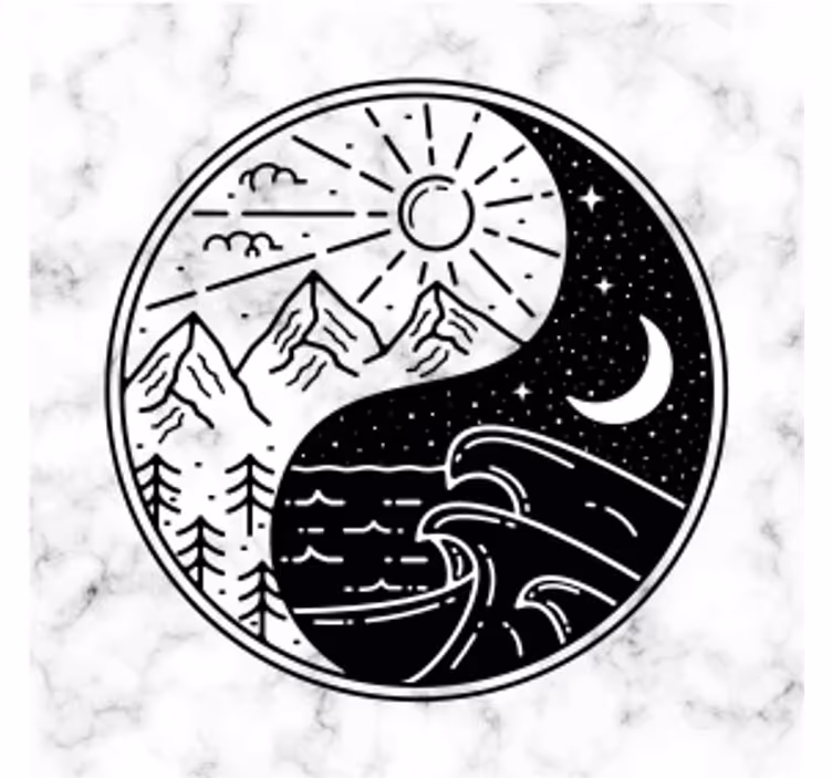 Ying Yang on marble modern coaster - TenStickers