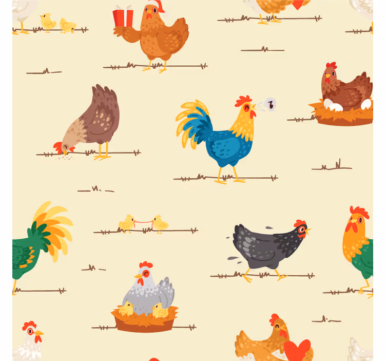Chicken cartoon characters pattern coaster - TenStickers