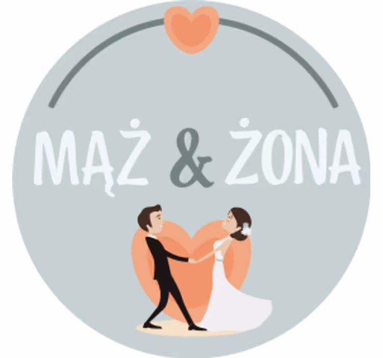Wedding coasters bride groom couple heart design - TenStickers