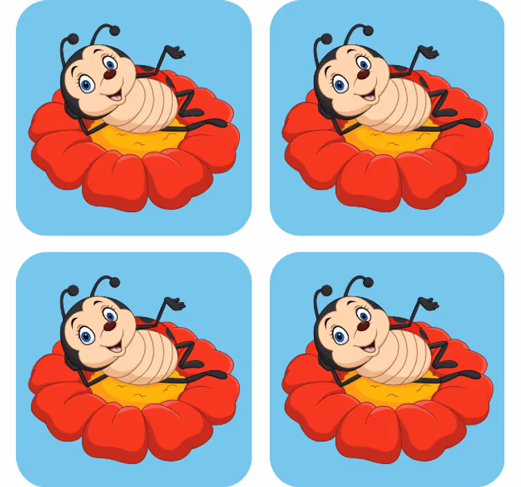 Red flower with little cap modern coaster - TenStickers
