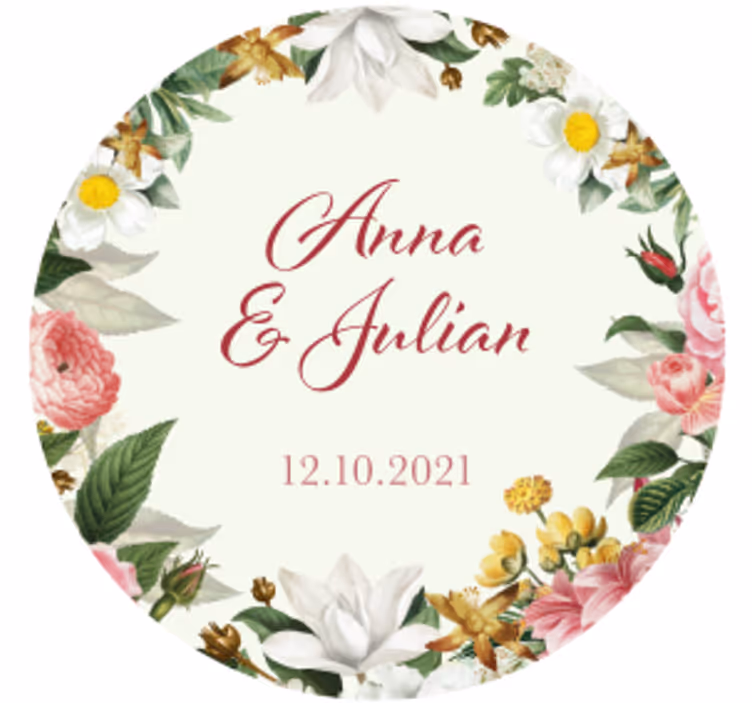 Wedding coasters floral wedding customizable - TenStickers