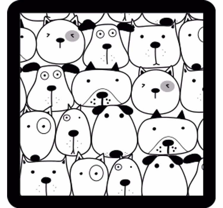 Geek coasters featuring playful dog faces - TenStickers
