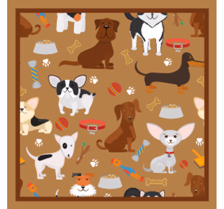 Modern coasters with fun dog illustrations - TenStickers
