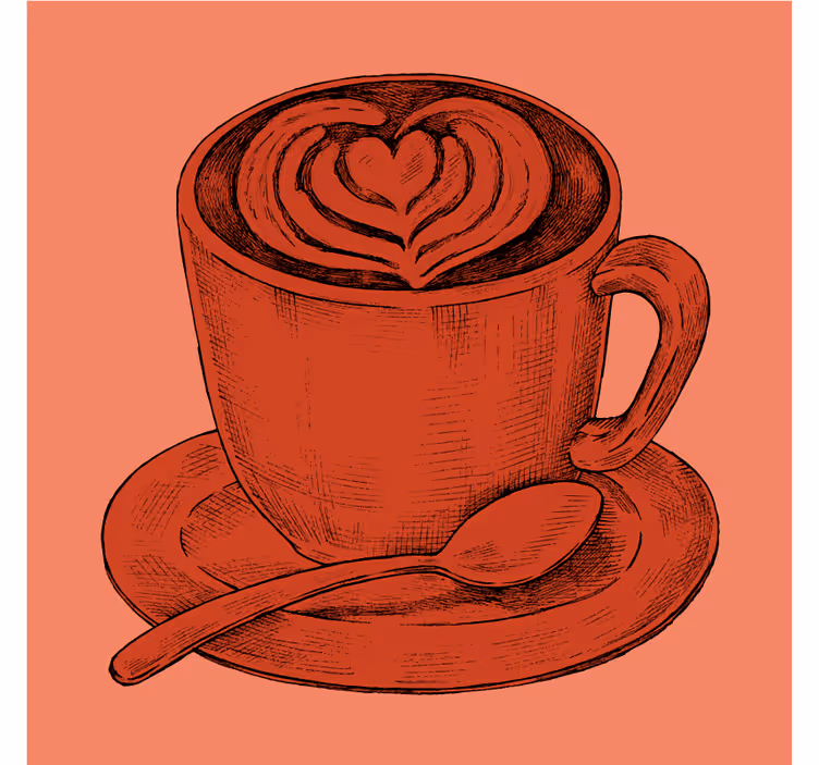 Vintage coasters heart design coffee cup - TenStickers