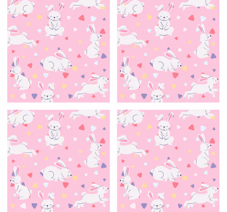 Personalisable coasters playful bunny designs - TenStickers