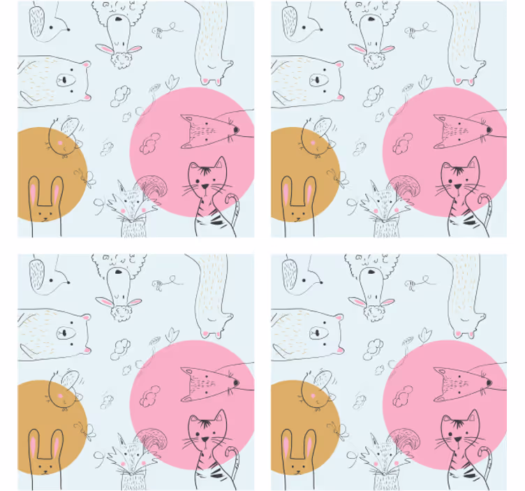 Geek coasters with playful animal designs - TenStickers