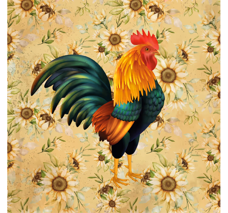 Geek coasters colorful rooster illustration - TenStickers