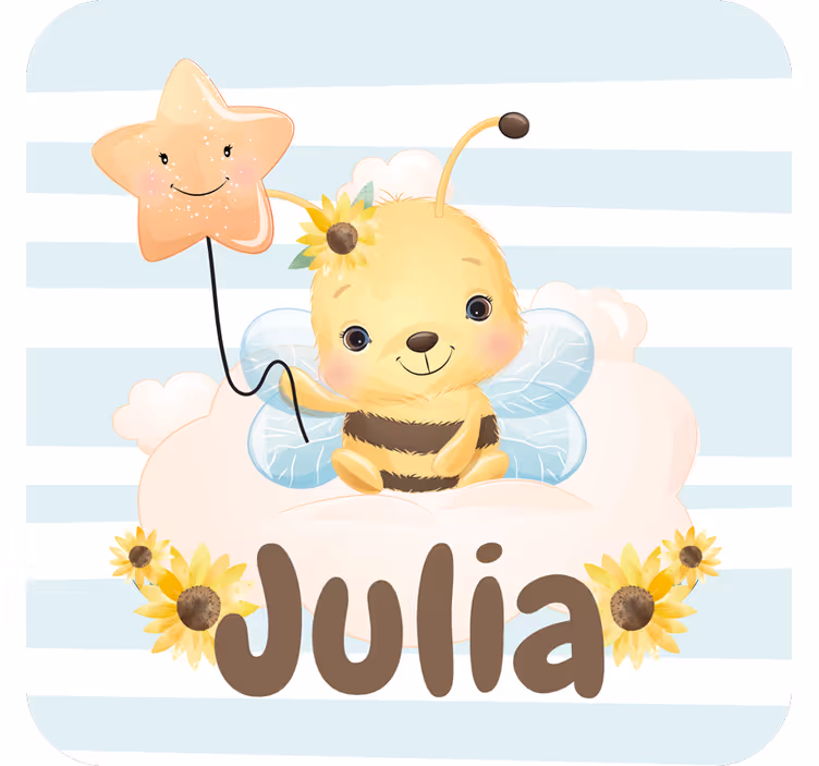Personalised coasters featuring a cute bee with star - TenStickers