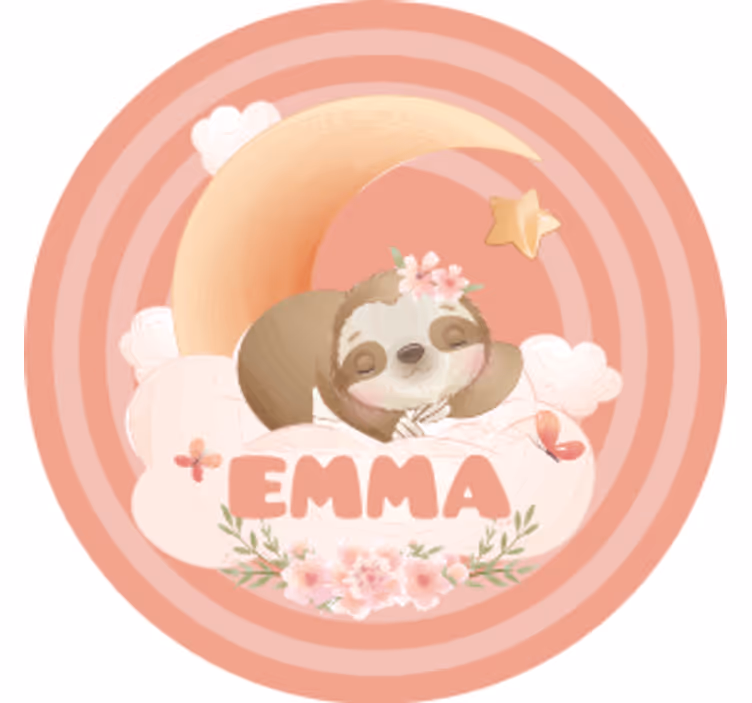 Personalisable coasters sloth moon floral - TenStickers