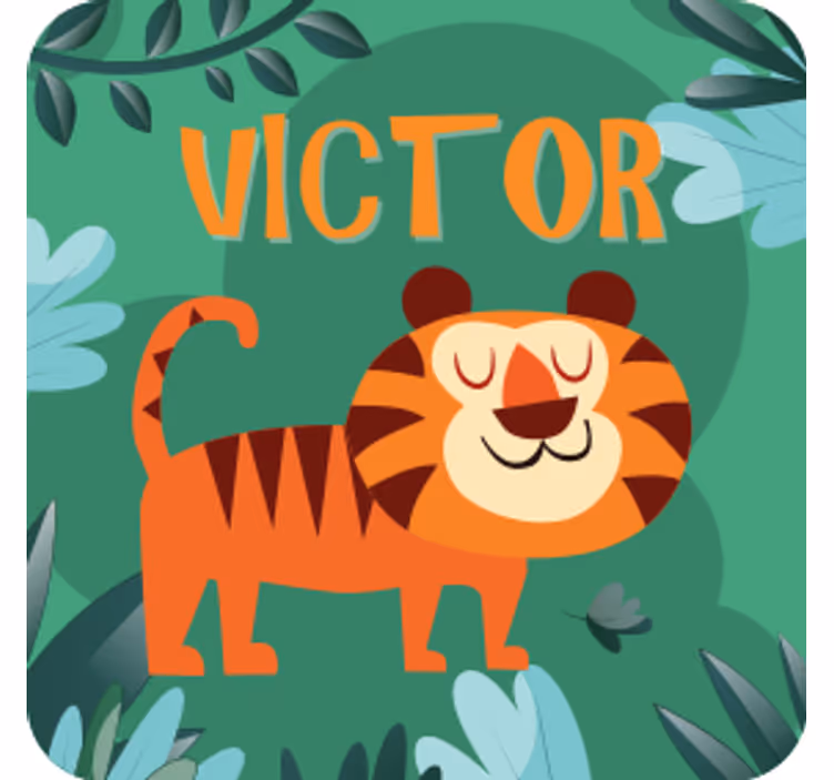 Personalisable coasters with a cheerful tiger illustration - TenStickers