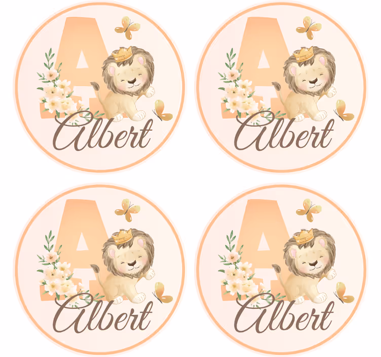 Personalisable coasters with whimsical lion design - TenStickers