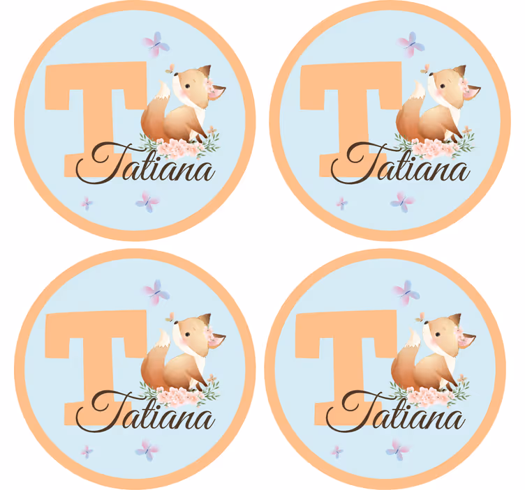 Personalisable coasters with whimsical fox design - TenStickers