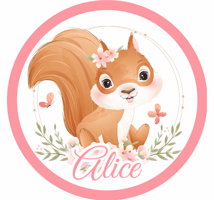 Personalisable coasters with cute squirrel illustration - TenStickers