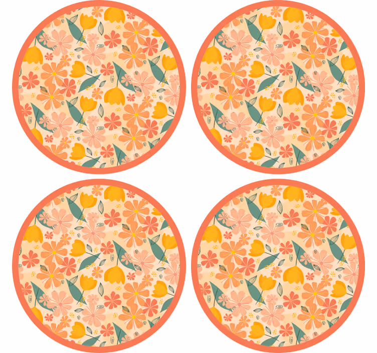 Coasters with floral patterned round surface - TenStickers