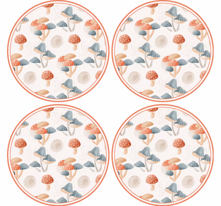 Geek coasters colorful mushroom designs - TenStickers