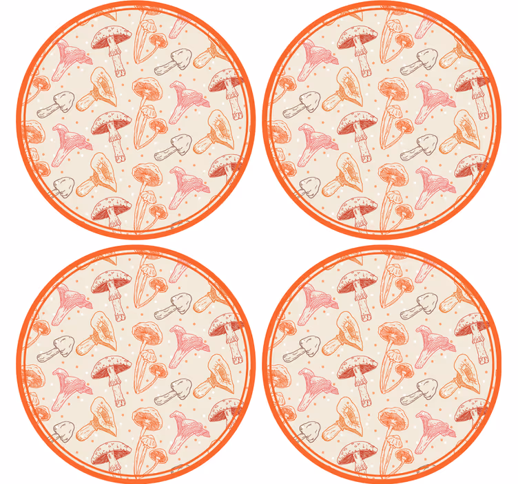 Geek coasters with playful mushroom design - TenStickers