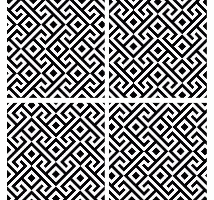 Coasters with geometric black and white design - TenStickers