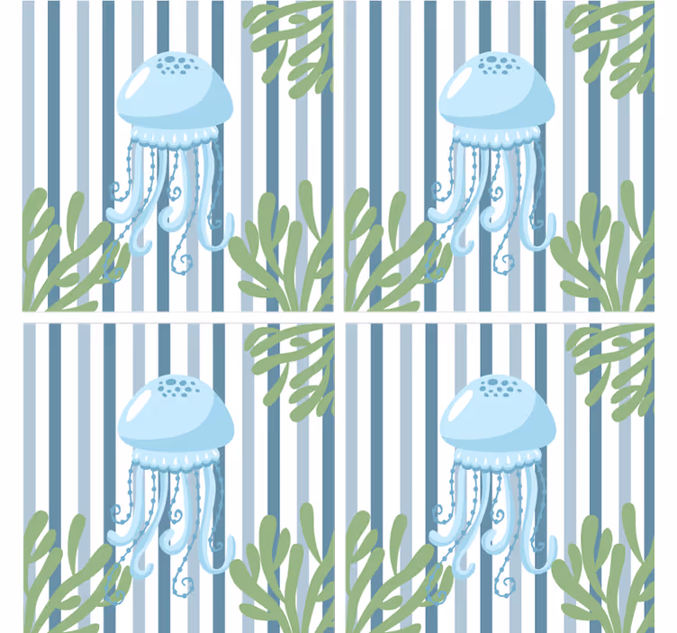 Modern coasters jellyfish stripe design - TenStickers