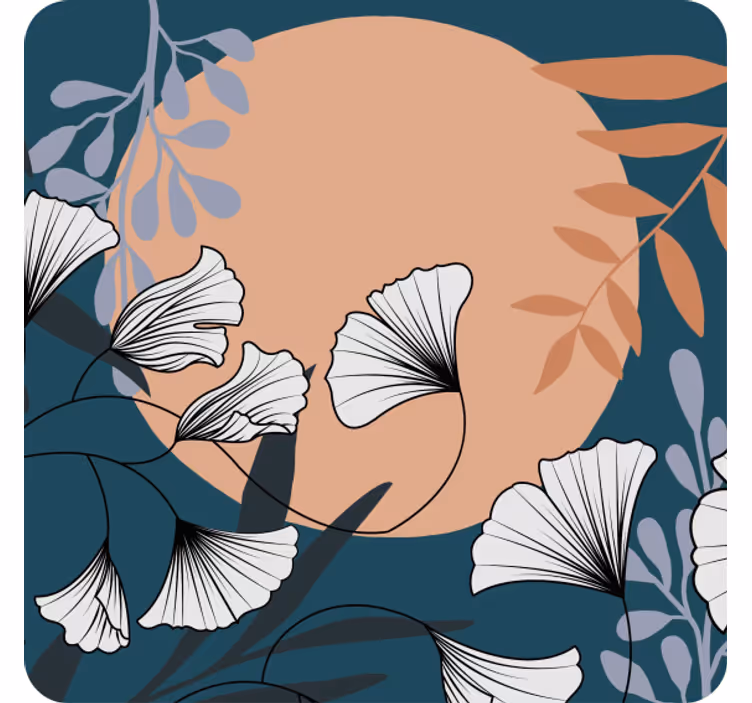 Modern coasters floral ginkgo design - TenStickers