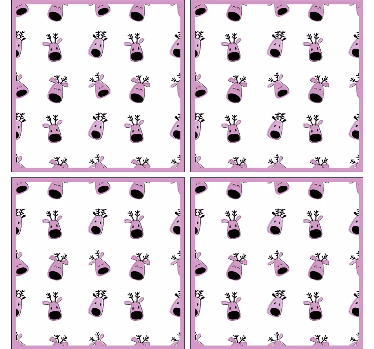 Christmas coaster with playful reindeer faces - TenStickers