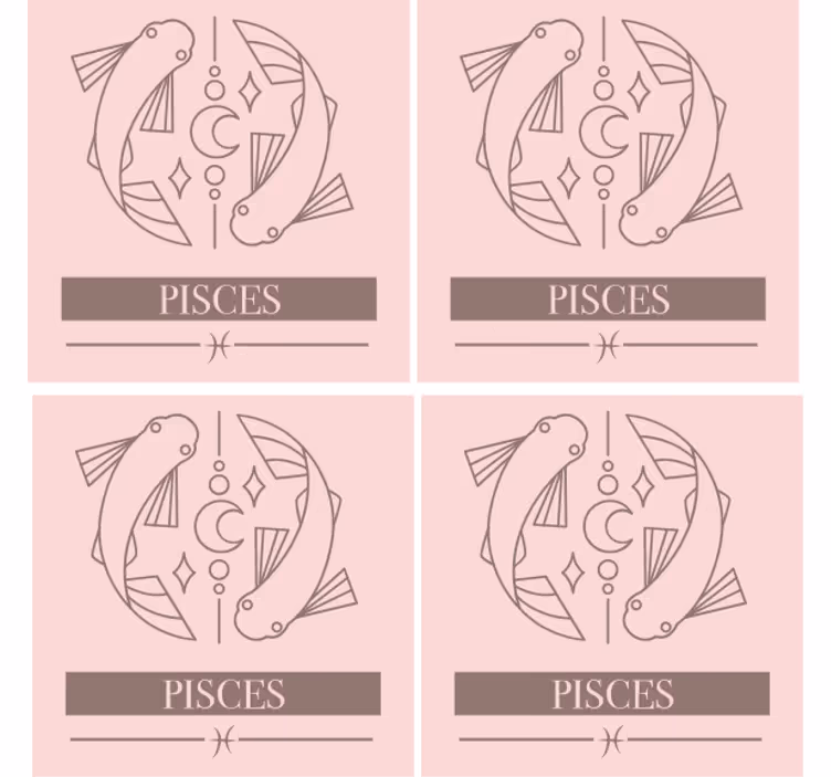 Personalised coasters pisces zodiac fish symbol - TenStickers