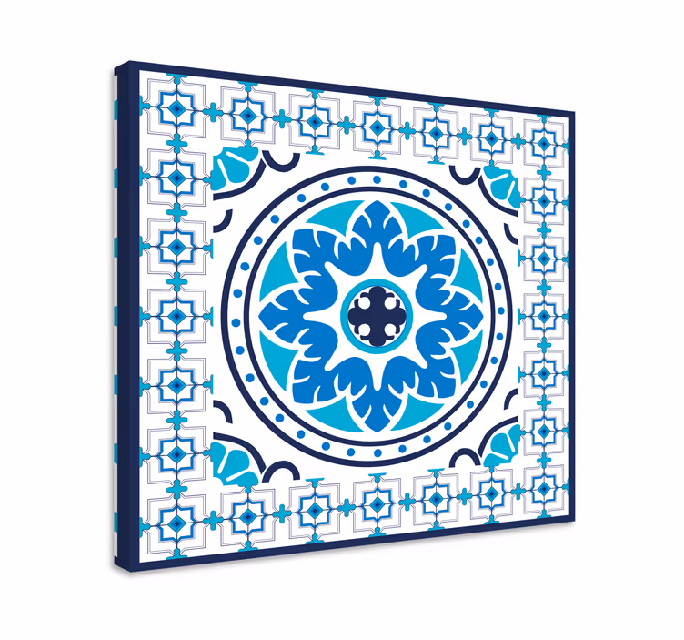 Blue canvas print featuring blue tiles design - TenStickers