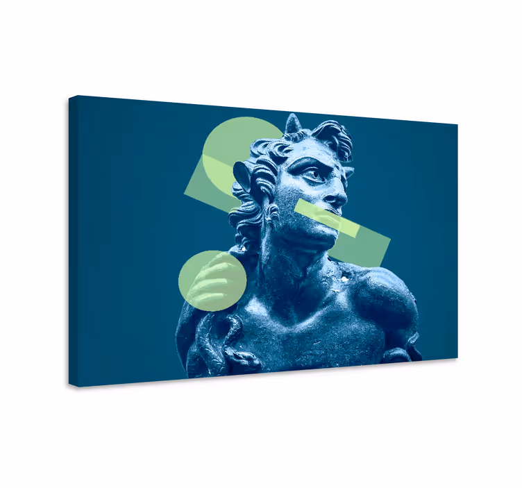 Blue canvas print of vibrant 3d vaporwave shapes - TenStickers