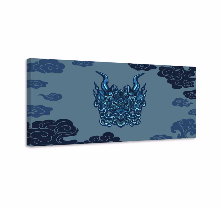 Blue canvas print mythical dragon art - TenStickers