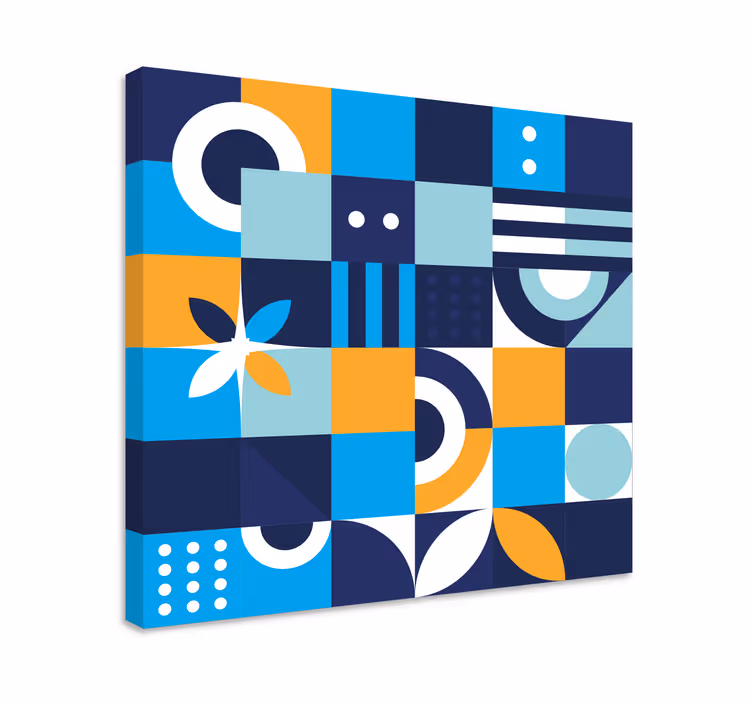 Blue canvas print featuring blue geometric design - TenStickers