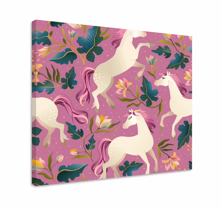 Horse wall art pink and floral horse design - TenStickers