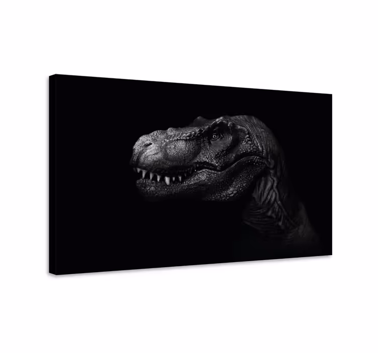 Dinosaur canvas wall art realistic elegant dinosaur on black - TenStickers