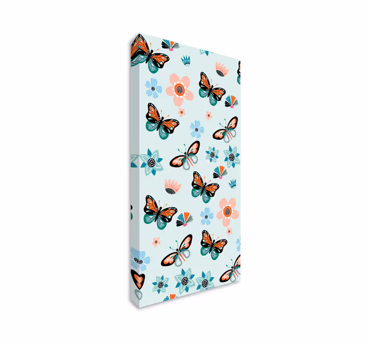 Butterfly canvas with butterflies and flowers - TenStickers