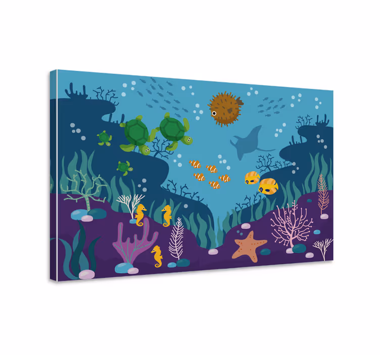 Fish canvas kids wall mural with sea fish - TenStickers