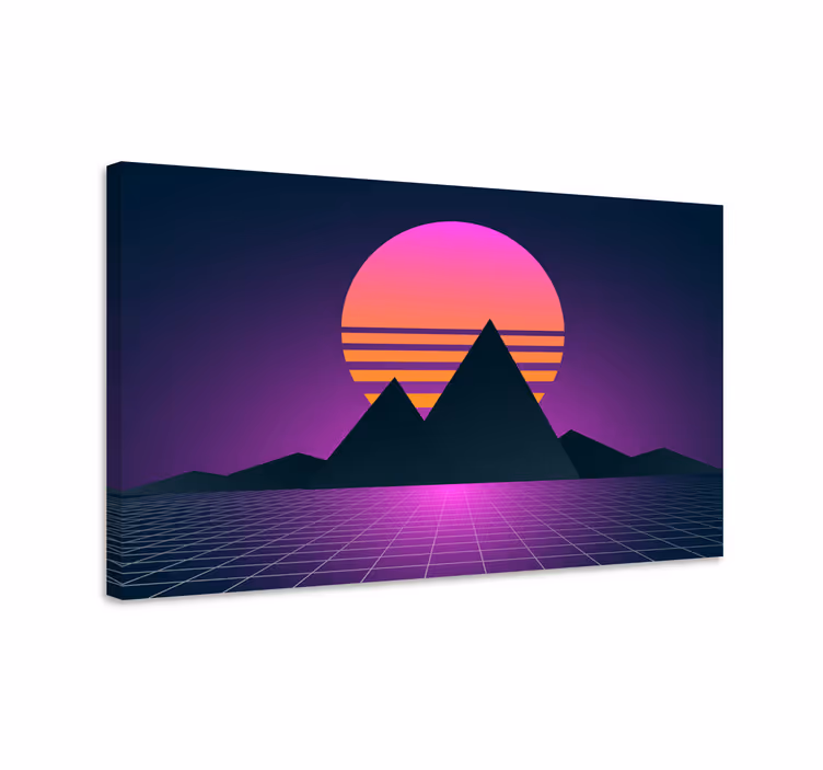 Vintage and retro sun landscape canvas - TenStickers