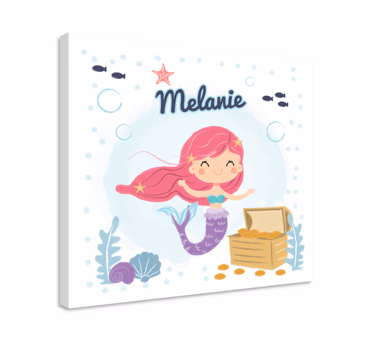 Nursery canvas mermaid treasure chest artwork - TenStickers