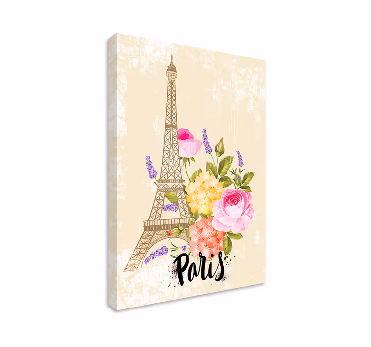 Cityscape wall art eiffel tower blossoms - TenStickers