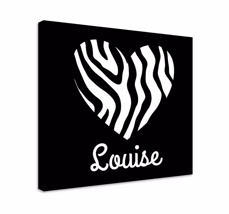 Personalised Heart Zebra canvas - TenStickers
