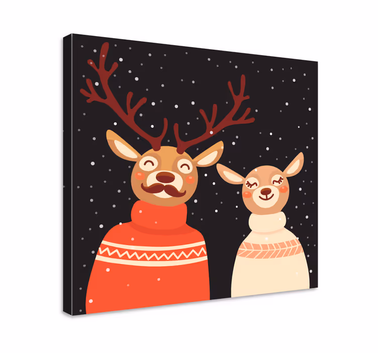 Stag canvas festive reindeer duo - TenStickers