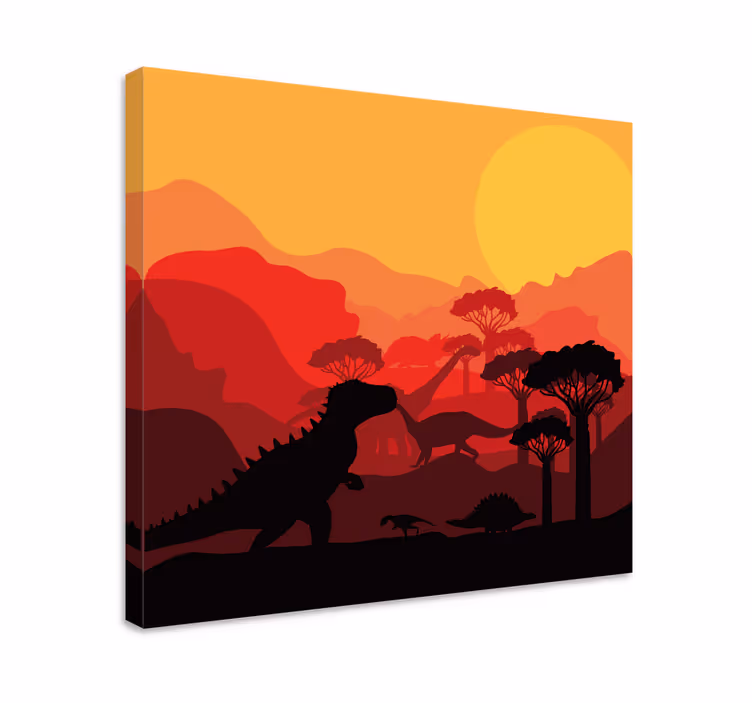 Dinosaurs Jurassic landscape canvas prints - TenStickers