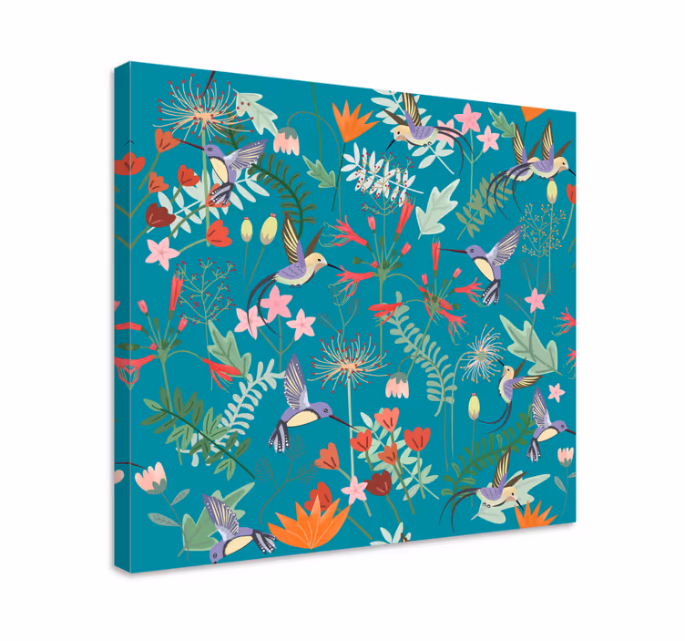 Hummingbird pattern bird canvas art - TenStickers