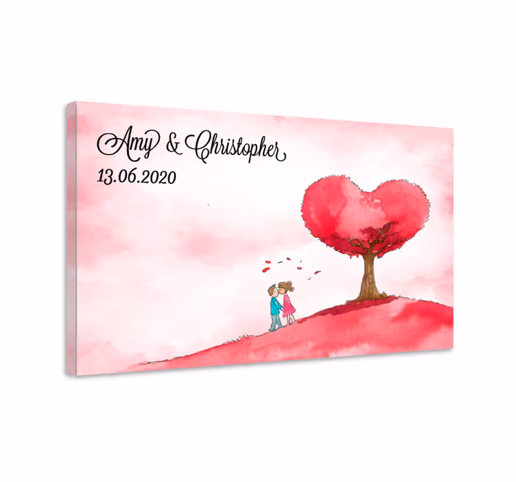 Rustic canvas wall art heart tree love - TenStickers