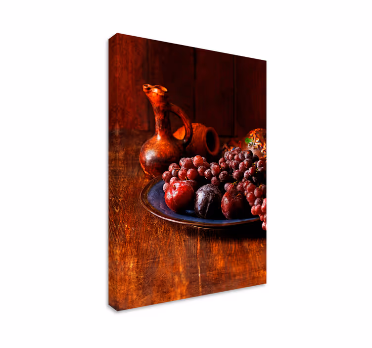Luscious Grapes Plums fruit canvas wall art - TenStickers