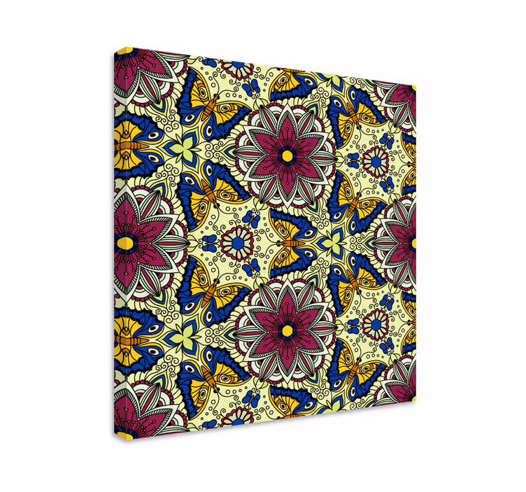 Colorful butterfly mosaic canvas wall art - TenStickers